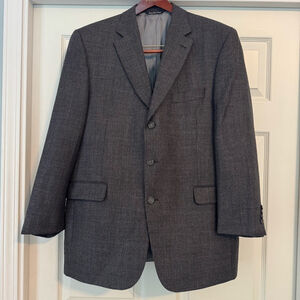 Men's Jack Victor At Ease Sport Coat Blazer Size 44R Gray Black Brown Lindenwood